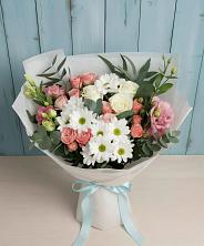 Букет цветов из:  Розы, Лизиантусы и Хризантемы в Юбилейном