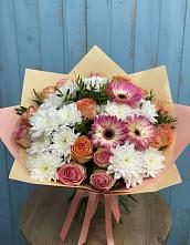 Букет цветов из:  Розы, Герберы и Хризантемы в Юбилейном
