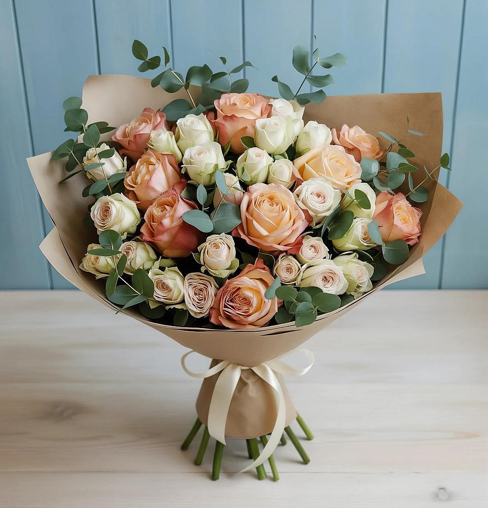 Букет цветов из: Альстромерии и Розы в Юбилейном