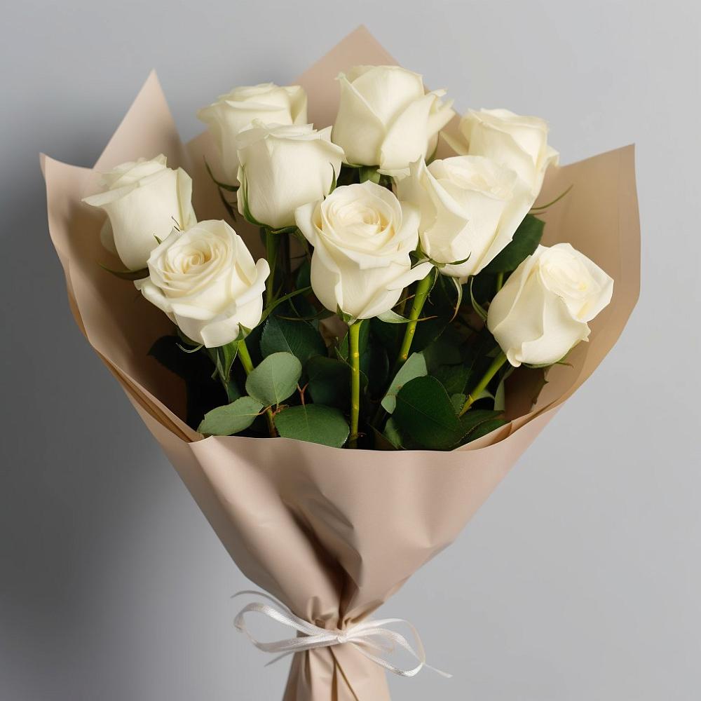 Букет 9 Белых роз Эдлесс Лав в Юбилейном