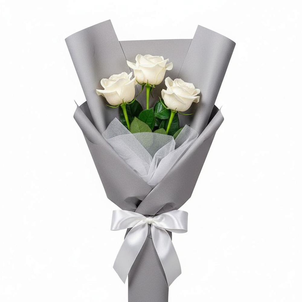 Букет 3 белые розы в Юбилейном