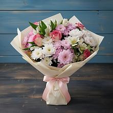 Букет цветов из:  Хризантемы, Альстромерии и Розы в Юбилейном