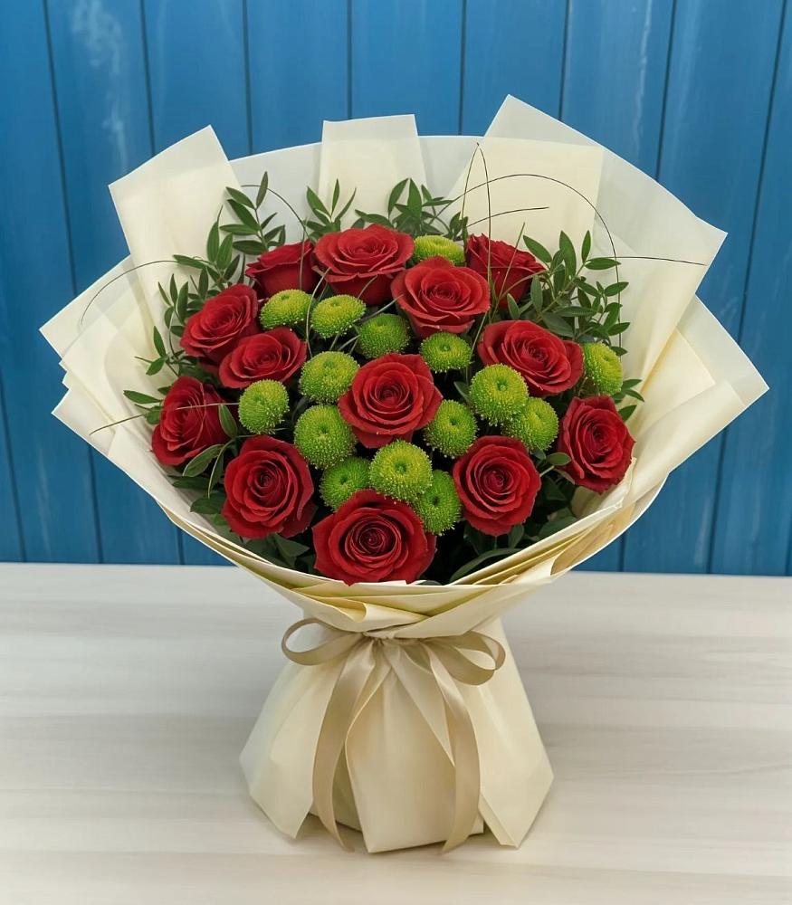 Букет цветов из: Розы и Хризантемы в Юбилейном